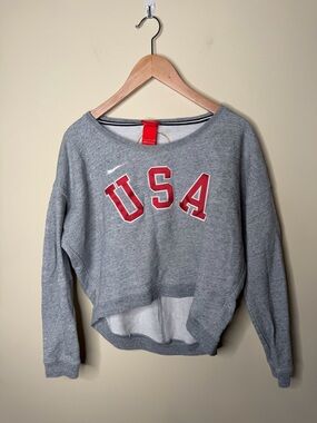 Nike Womens USA Olympic Team Pullover Cropped Sweatshirt Gray Size Small